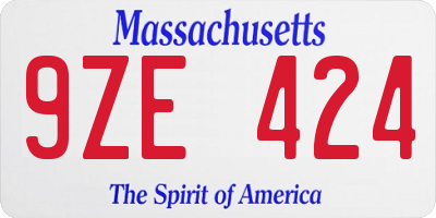 MA license plate 9ZE424
