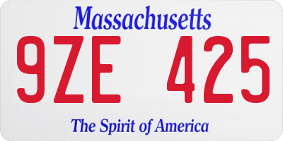 MA license plate 9ZE425