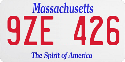 MA license plate 9ZE426