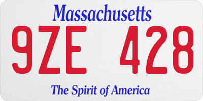 MA license plate 9ZE428