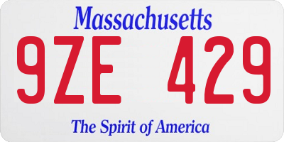 MA license plate 9ZE429
