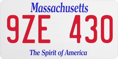 MA license plate 9ZE430