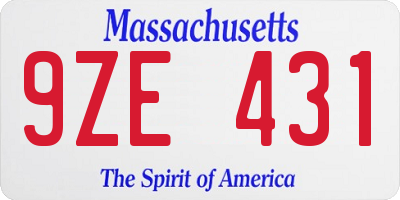MA license plate 9ZE431