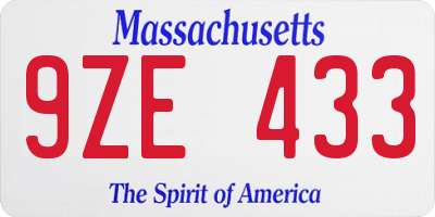 MA license plate 9ZE433