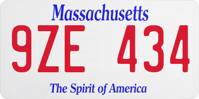 MA license plate 9ZE434