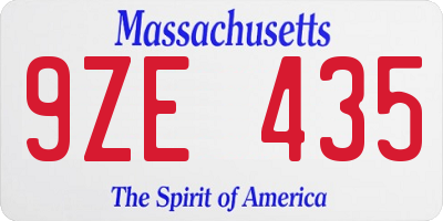 MA license plate 9ZE435