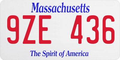 MA license plate 9ZE436