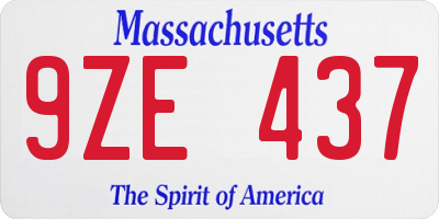MA license plate 9ZE437