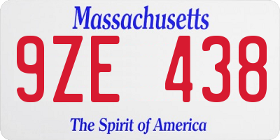 MA license plate 9ZE438