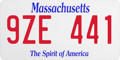 MA license plate 9ZE441