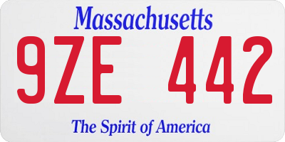 MA license plate 9ZE442