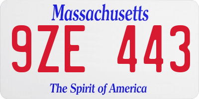 MA license plate 9ZE443