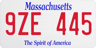 MA license plate 9ZE445