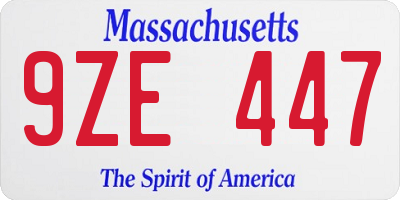 MA license plate 9ZE447