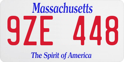 MA license plate 9ZE448
