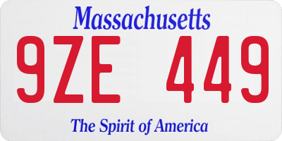 MA license plate 9ZE449