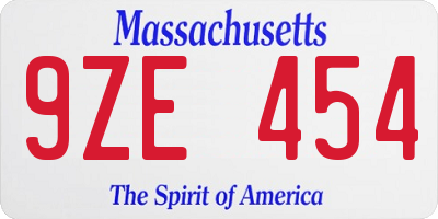 MA license plate 9ZE454