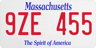 MA license plate 9ZE455