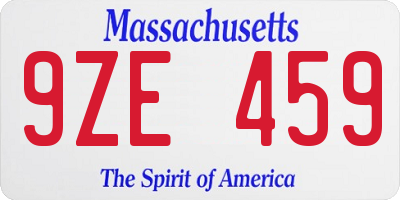 MA license plate 9ZE459