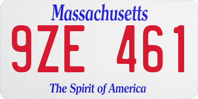 MA license plate 9ZE461