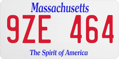 MA license plate 9ZE464