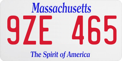 MA license plate 9ZE465