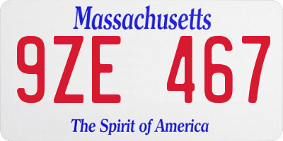 MA license plate 9ZE467