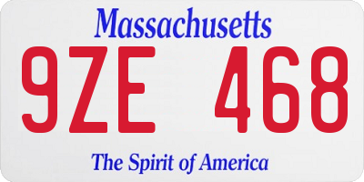 MA license plate 9ZE468