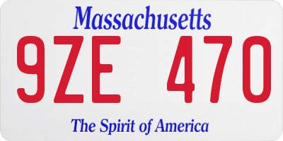 MA license plate 9ZE470
