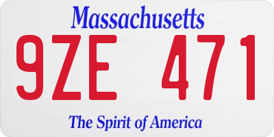 MA license plate 9ZE471