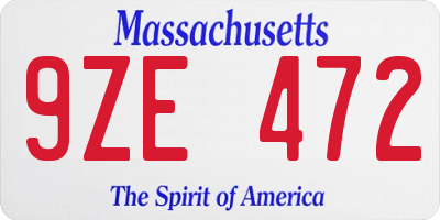 MA license plate 9ZE472