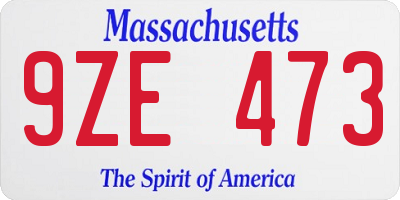 MA license plate 9ZE473