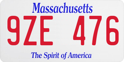MA license plate 9ZE476