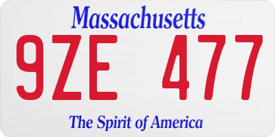 MA license plate 9ZE477
