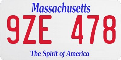 MA license plate 9ZE478