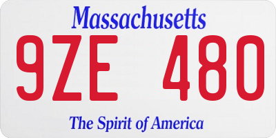 MA license plate 9ZE480