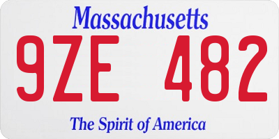 MA license plate 9ZE482