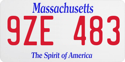 MA license plate 9ZE483