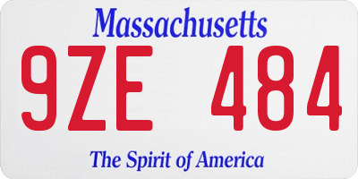 MA license plate 9ZE484