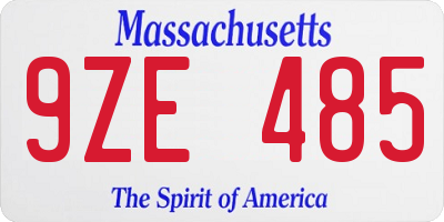 MA license plate 9ZE485