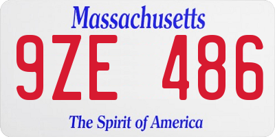 MA license plate 9ZE486