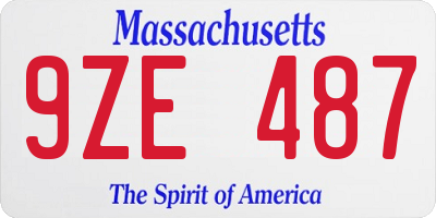 MA license plate 9ZE487