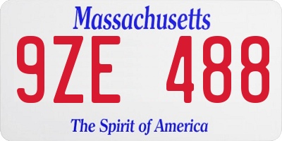 MA license plate 9ZE488