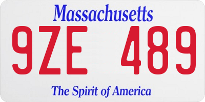 MA license plate 9ZE489