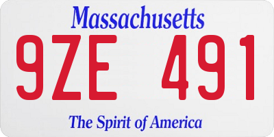 MA license plate 9ZE491