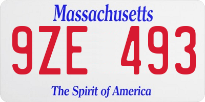 MA license plate 9ZE493