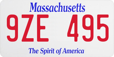 MA license plate 9ZE495