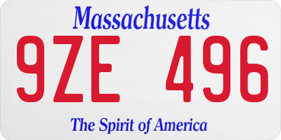 MA license plate 9ZE496