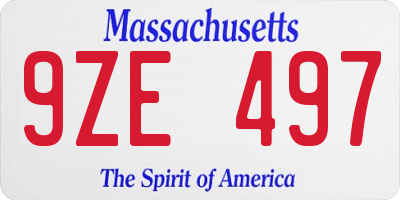 MA license plate 9ZE497