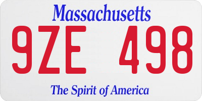 MA license plate 9ZE498